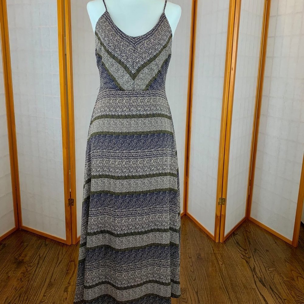BOHO Bohemian Maxi Dress - Brown Printed Stripes - Size 4
